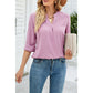 Sam Pink V-neck Loose Fit Long Sleeve Blouse