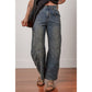 Samantha Exposed Stitching Loose Straight High Waist Jeans