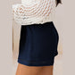 Sandee Navy Cotton Gauze Paperbag Shorts