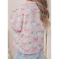 Pink Abstract Christmas Print Zip-Up Collar Long Sleeve Sweatshirt