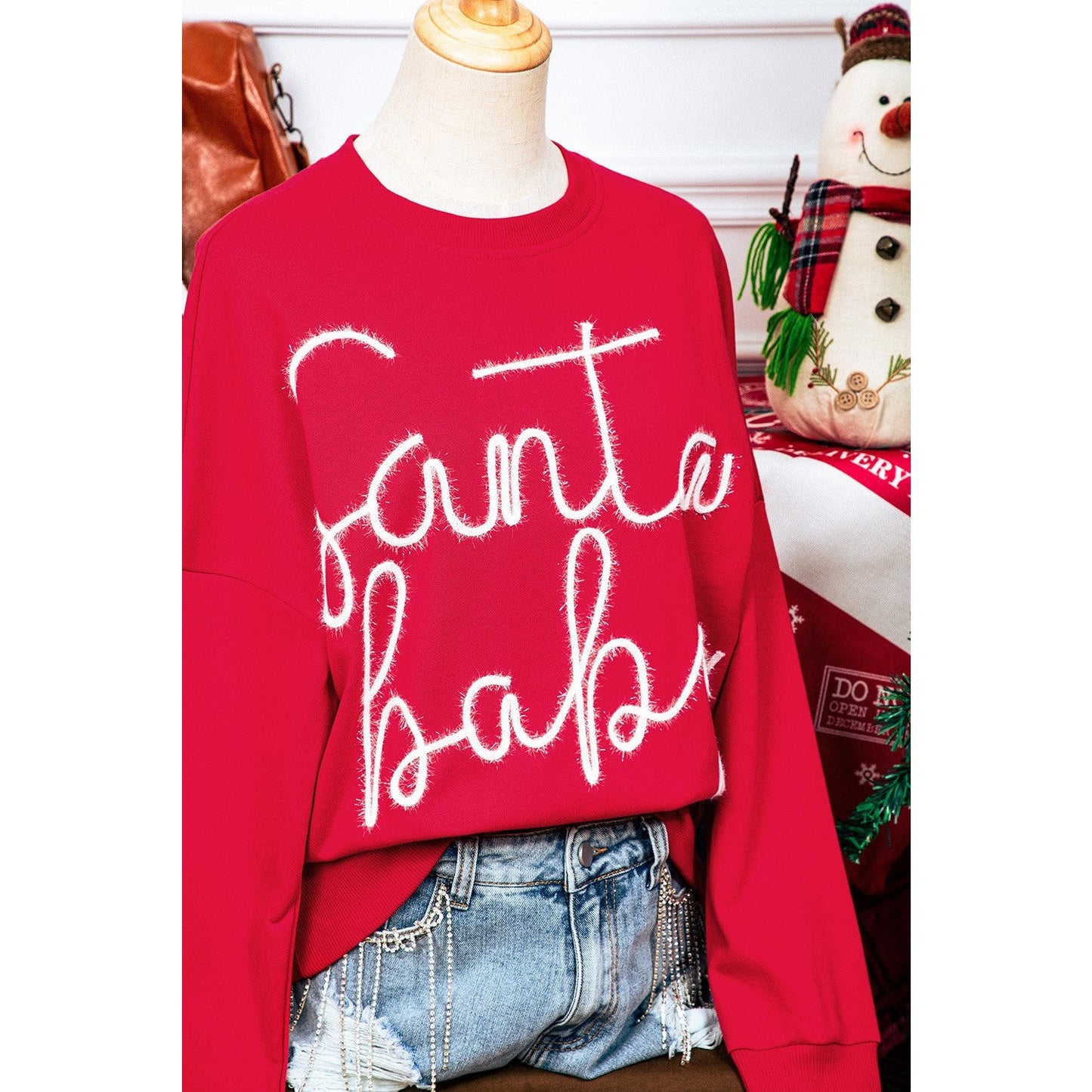 Santa Baby Tinsel Graphic Sweatshirt