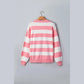 Pink Stripe Santa Baby Embroidered Drop Shoulder Pullover Sweater