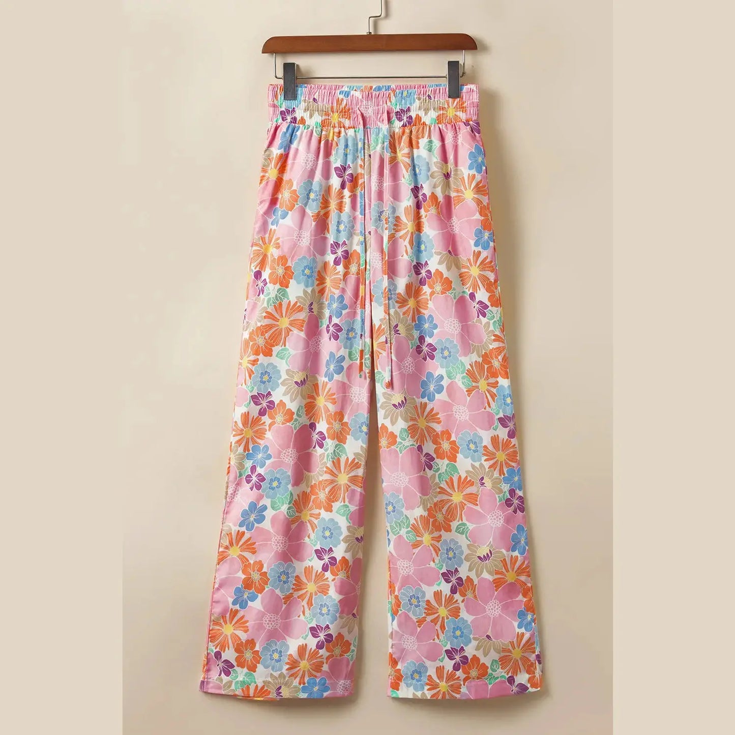 Sariah Pink Floral Smocked Waist Loose Pants