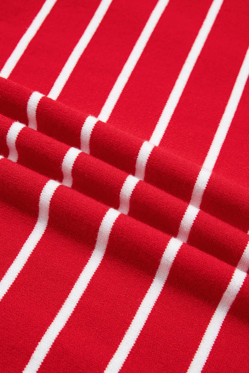 Savannah Red Stripe Dropped Shoulder Half Sleeve Relaxed Knit Sweater
