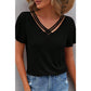 Savannah Black Crisscross V Neck Butterfly Sleeve T Shirt
