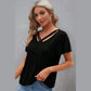 Savannah Black Crisscross V Neck Butterfly Sleeve T Shirt