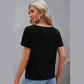 Savannah Black Crisscross V Neck Butterfly Sleeve T Shirt
