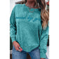Saved By Grace Sea Green Letter Embroidery Mineral Wash Loose Sweatshirt