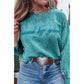 Saved By Grace Sea Green Letter Embroidery Mineral Wash Loose Sweatshirt