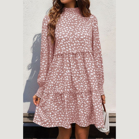 Saylor Pink Leopard Print Long Sleeve Dress