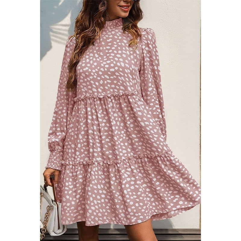 Saylor Pink Leopard Print Long Sleeve Dress