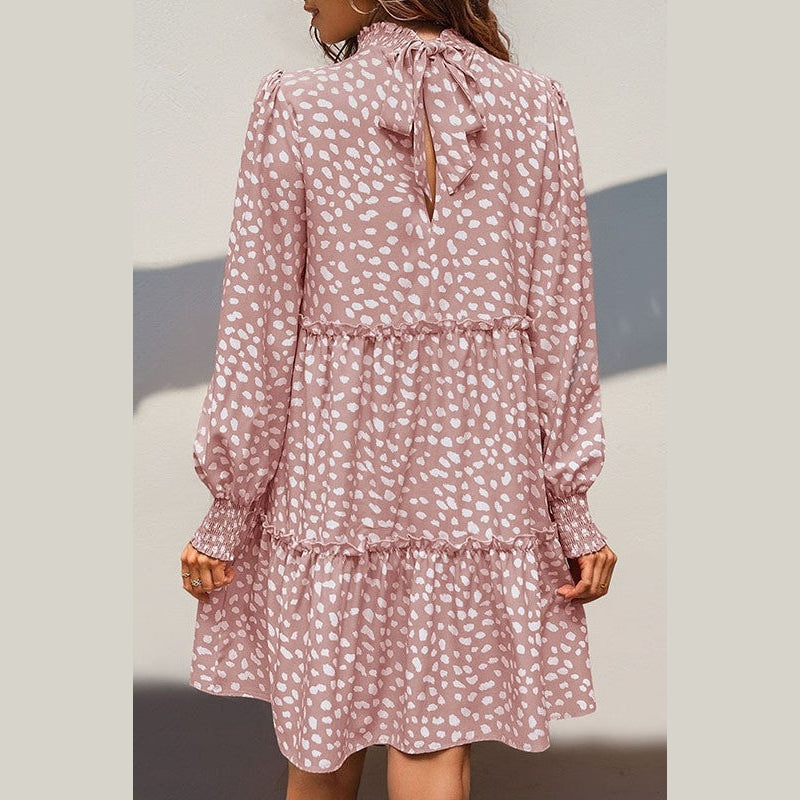 Saylor Pink Leopard Print Long Sleeve Dress