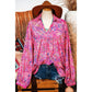 Scarlette Bonbon Abstract Print Collared V Neck Babydoll Blouse