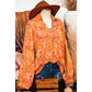 Scarlette Orange Abstract Print Collared V Neck Babydoll Blouse