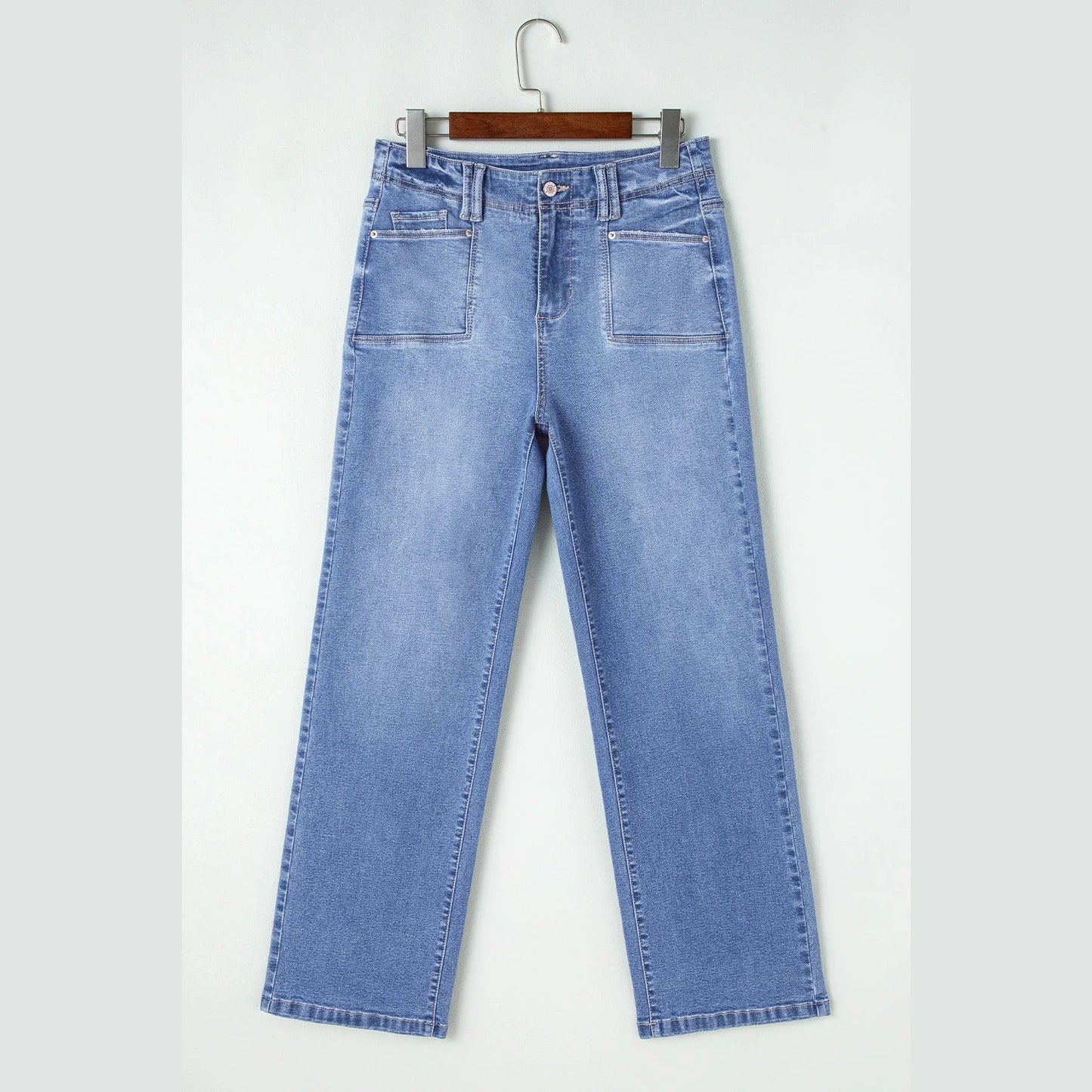 Seanna Dusk Blue Loose Straight Leg Cropped High Waist Jeans