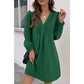 Selby Green V-Neck Pleated Long Sleeved Dress