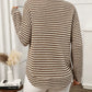Selene Brown Striped Knit Curved Hem Pullover