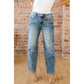 Serah Dusk Blue Vintage Washed Seam Detail Shift Jeans