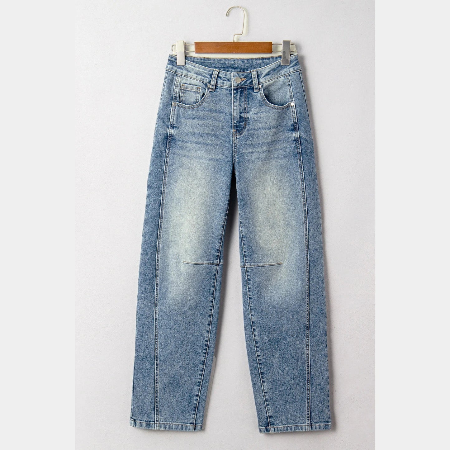 Serah Dusk Blue Vintage Washed Seam Detail Shift Jeans