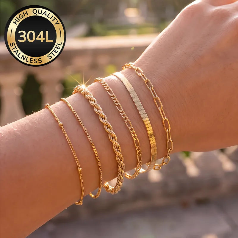 6 Piece Golden Bracelet Set