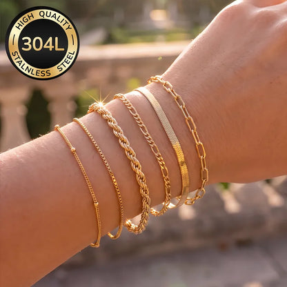 6 Piece Golden Bracelet Set