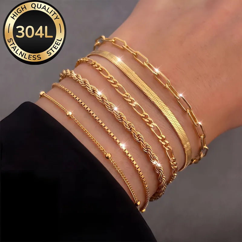 6 Piece Golden Bracelet Set