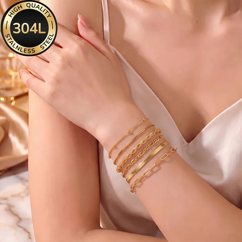 6 Piece Golden Bracelet Set