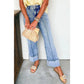 Sophia Grace Center Seam Cuffed Hem Straight High Waist Jeans