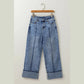 Sophia Grace Center Seam Cuffed Hem Straight High Waist Jeans