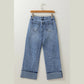Sophia Grace Center Seam Cuffed Hem Straight High Waist Jeans
