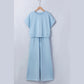 Shae Mist Blue Solid Color Loose Tee Drawstring Wide Leg Pants 2pcs Outfit