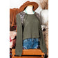 REDUCED!!!  Shae Moss Green Leopard Print Crochet Patchwork Rib Textured Knit Top  REDUCED!!!