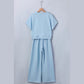 Shae Mist Blue Solid Color Loose Tee Drawstring Wide Leg Pants 2pcs Outfit