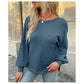 Shaley Blue Backless Waffle Knit Top