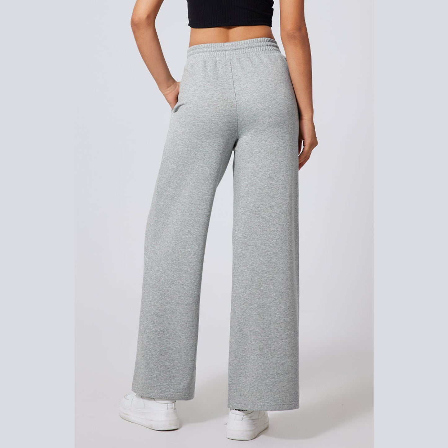 Shandra Seamed Drawstring High Waist Wide Leg Sweatpants