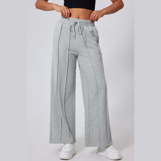 Shandra Seamed Drawstring High Waist Wide Leg Sweatpants