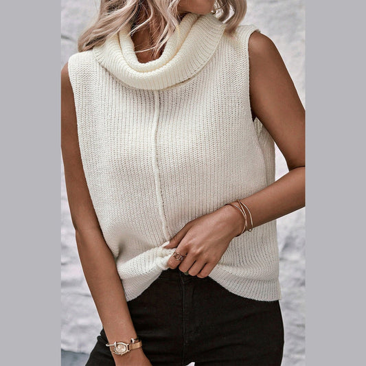 Shanisse White Central Seam Cowl Neck Sweater Vest