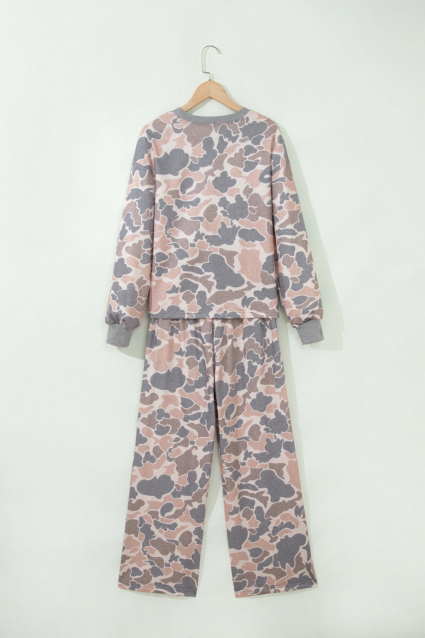 Shannen Camouflage Print Long Sleeve Top Loose 2pcs Pants Set
