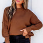 Shardae Chestnut Long Sleeve Ribbed Knit Stand Neck Regular Fit Sweater