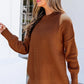 Shardae Chestnut Long Sleeve Ribbed Knit Stand Neck Regular Fit Sweater