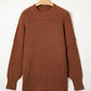 Shardae Chestnut Long Sleeve Ribbed Knit Stand Neck Regular Fit Sweater