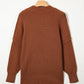 Shardae Chestnut Long Sleeve Ribbed Knit Stand Neck Regular Fit Sweater