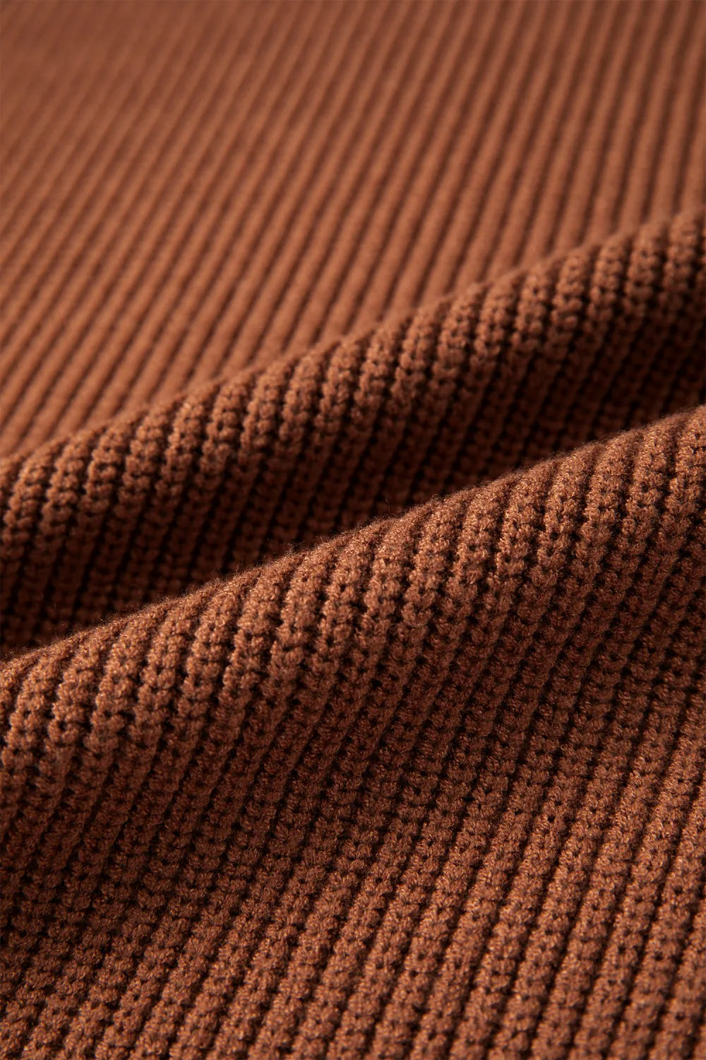 Shardae Chestnut Long Sleeve Ribbed Knit Stand Neck Regular Fit Sweater