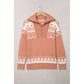 Robyn Pink Geometric Knit Quarter Zip Sweater