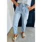 Shawnelle Beau Blue High Rise Barrel Relaxed Patch Pocket Jeans