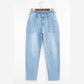 Shawnelle Beau Blue High Rise Barrel Relaxed Patch Pocket Jeans