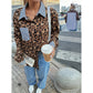 Shay Leopard Print Patchwork Long Sleeve Shirt