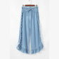 Shay Light Wash Raw Hem Ruffled Wide Leg Jeans