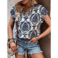 Sam Blue & White Floral Keyhole Top