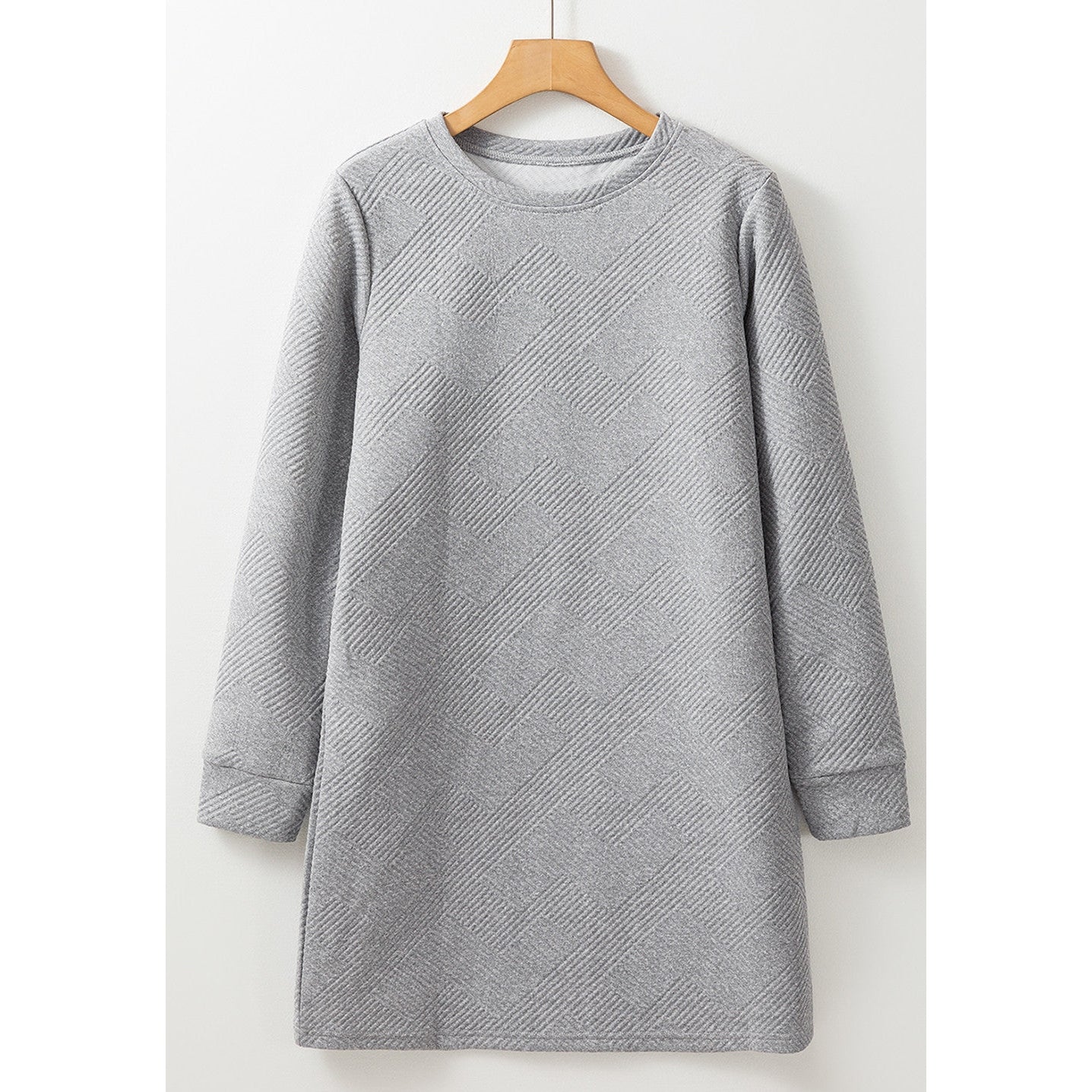 Shea Grey Textured Long Sleeve Shift Dress